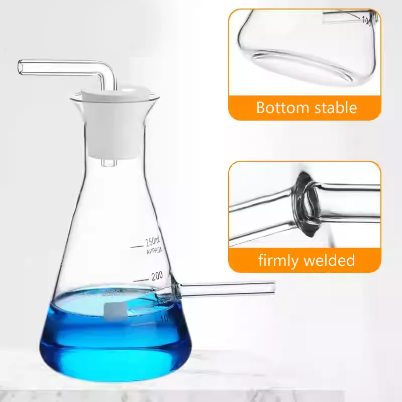 Acidity pH titration laboratory glassware with nitrogen blowing tube plug conical flask - view 3