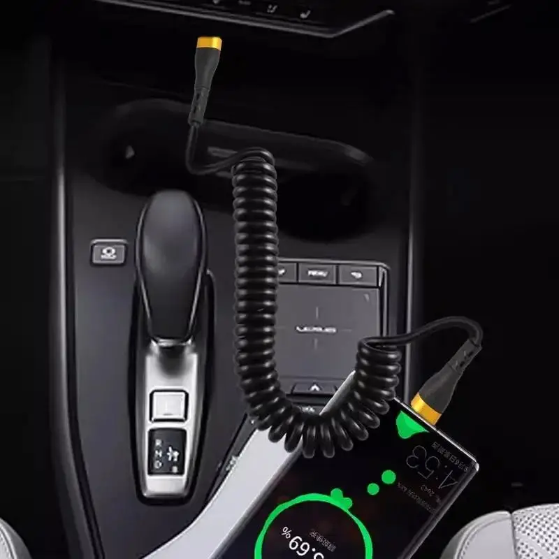 PD 120 واط كابل بيانات السيارة الربيع قابل للسحب شحن سريع USB C إلى نوع C كابل آيفون 15 سلسلة سامسونج هواوي شاومي ريدمي