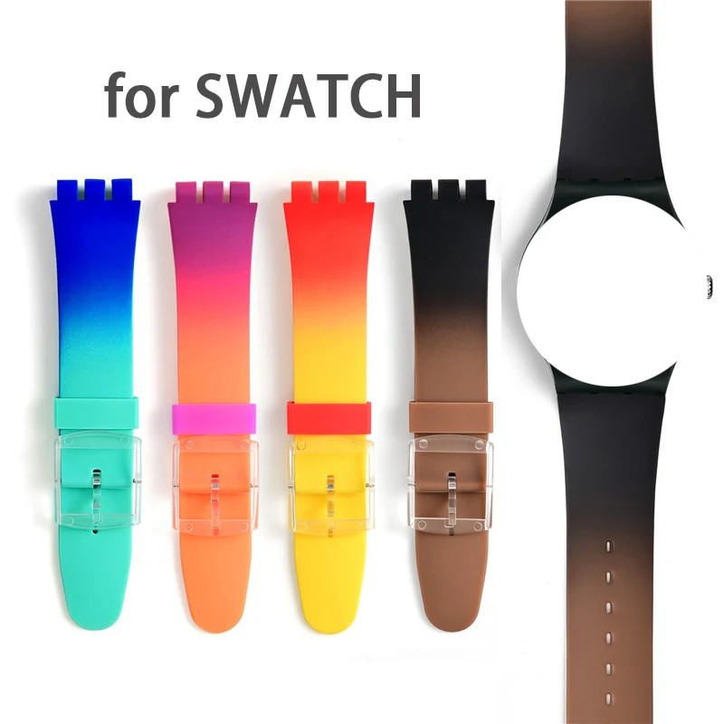 Silicone Strap 19mm for Swatch Colorful Rubber Watch Band Replacement Men Women Sport Waterproof Wristband Bracelet Accessories