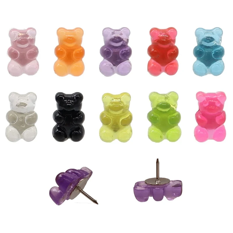 20 Pcs Campuran Warna untuk Kreatif Fashion Thumbnail Bear Push Pin Steel Pushpin untuk Foto Dinding Peta Buletin Babi Gabus