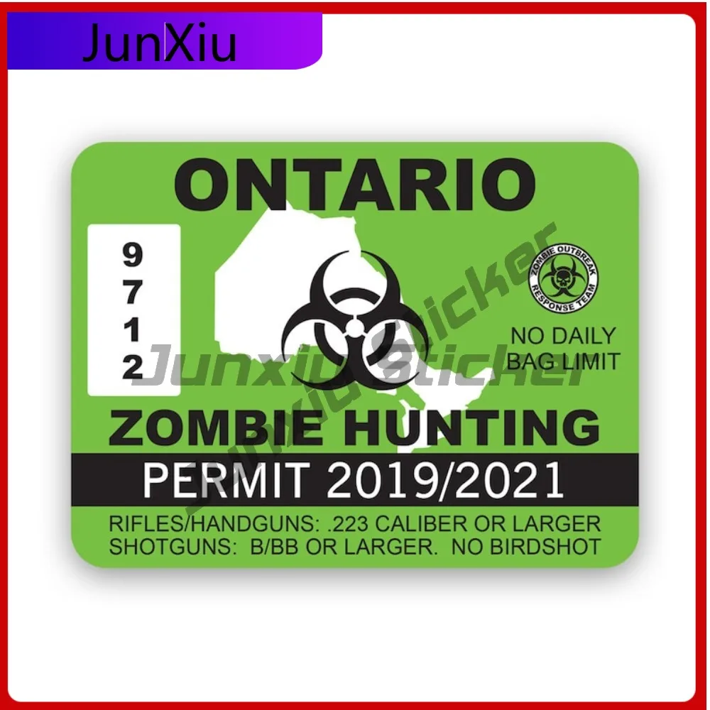 

Ontario Zombie Hunting Permit Sticker Waterproof Funny Car Waterproof Vinyl Decal For Car Windows And Trunks Unique High Quality