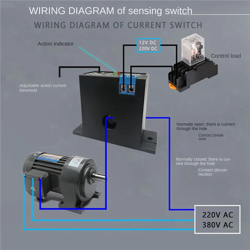 A14M 5X Interruptor de detección de corriente Relé de inducción Dispositivo de conexión de CA Señal Plc sobre límite cerrado AC 0,2-30A (NC M3056)