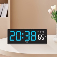 Voice Control Digital Alarm Clock TEMP Week Night Mode USB Powered Always On Snooze Table Clock 2 Alarm 12/24H DST LED Clock