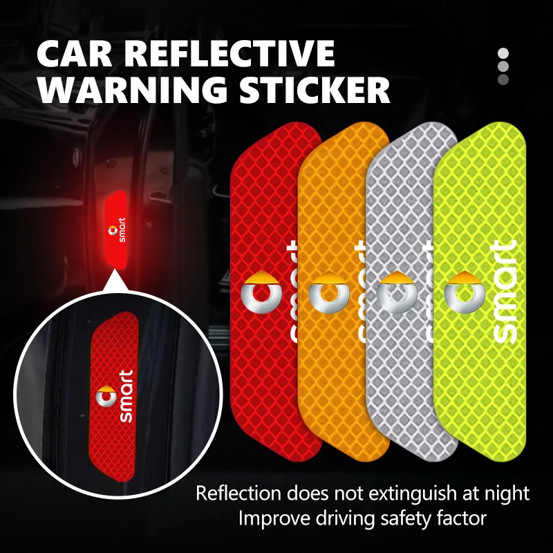 Car Door Stickers DIY Reflective Tape Warning Mark Auto Decoration For Smart Fortwo Forfour 451 453 450 452 454 Forspeed