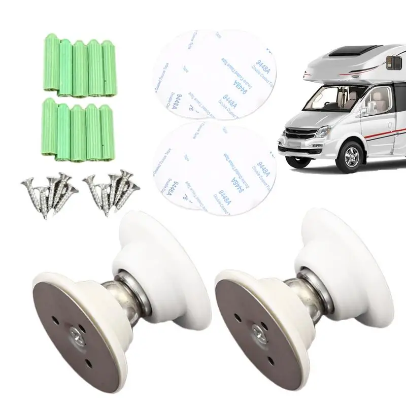 Campervan Door Holder 2Pcs Stainless Steel Magnetic Door Stopper For RV Easy Installation RV Accessories Shockproof Door Catch