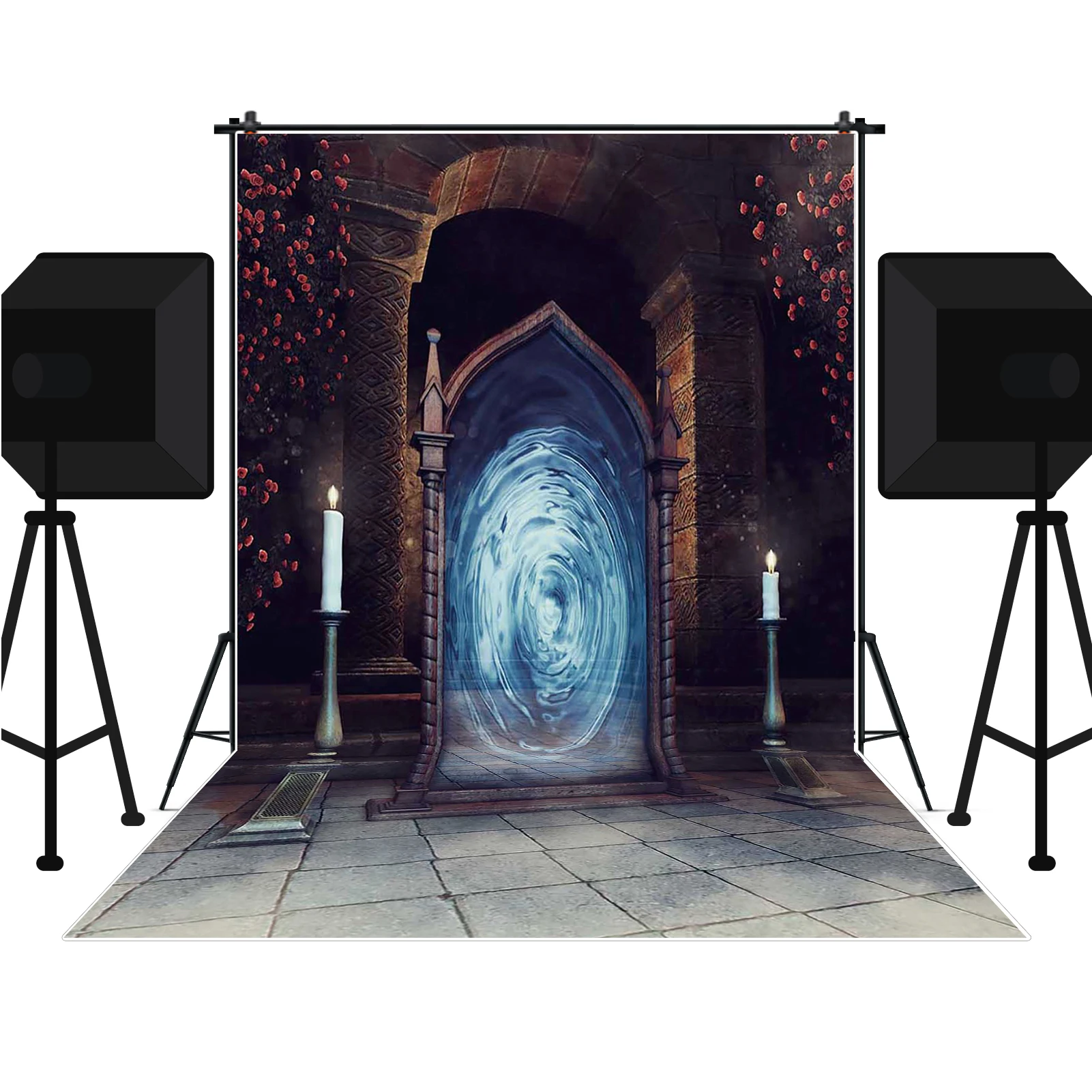 MOON.QG – arrière-plan effrayant pour Halloween, maison hantée, citrouille brumeuse, forêt sombre, cimetière, arrière-plan pour Photo, fête d'halloween enchantée