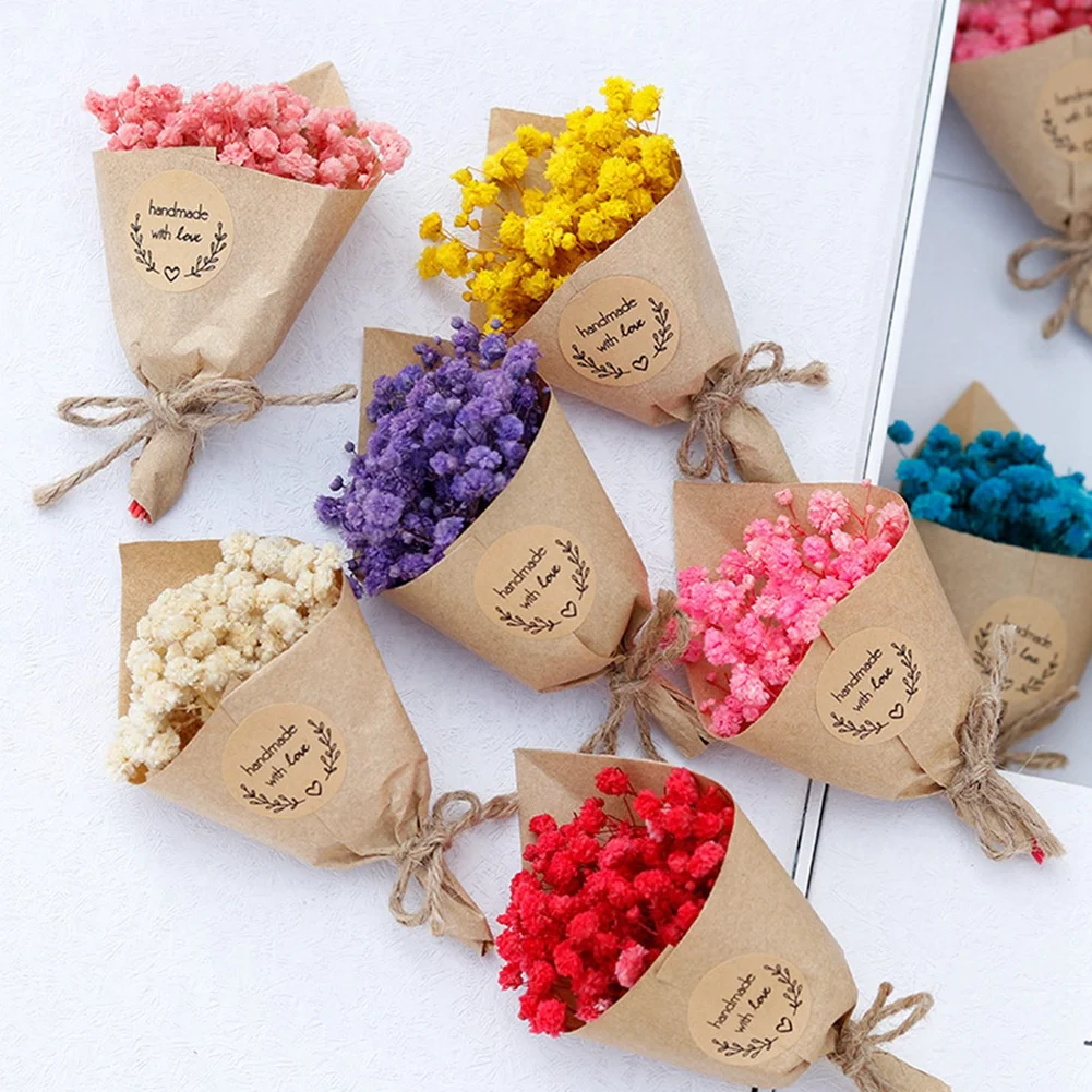 Wedding Party Favors Mini Gypsophila Bouquets Set Dried Flowers Bouquet Wedding Table Centerpieces Bridesmaid Flower