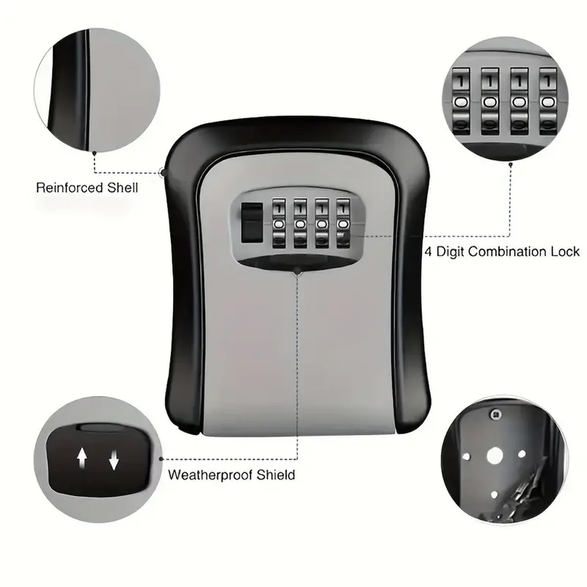 Portable Combination Key Lock Box for House and Car - Waterproof and Secure Realtor Security Lock Box with Code - Ideal for Home