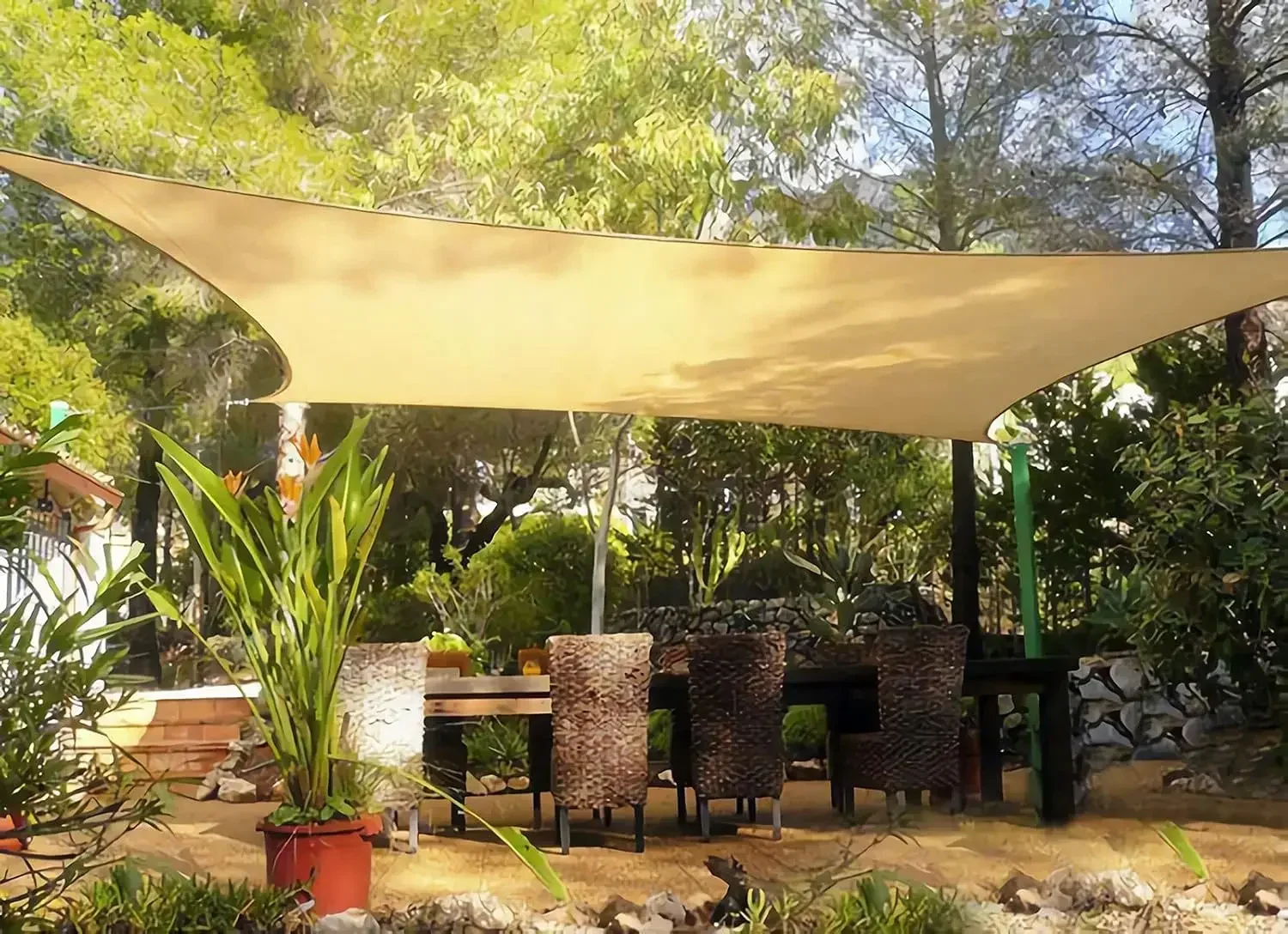 Rectangle Sun Shade Sail Canopy, 20' x 20' Patio Shade Cloth Outdoor Cover - Sunshade Fabric Awning Shelter for Pergola Backyard