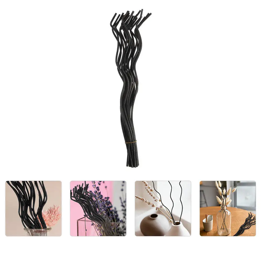 20Pcs Rattan Reed Diffuser Sticks Black Replacement Aroma Fragrance Natural Scent for Home Living Room Decoration