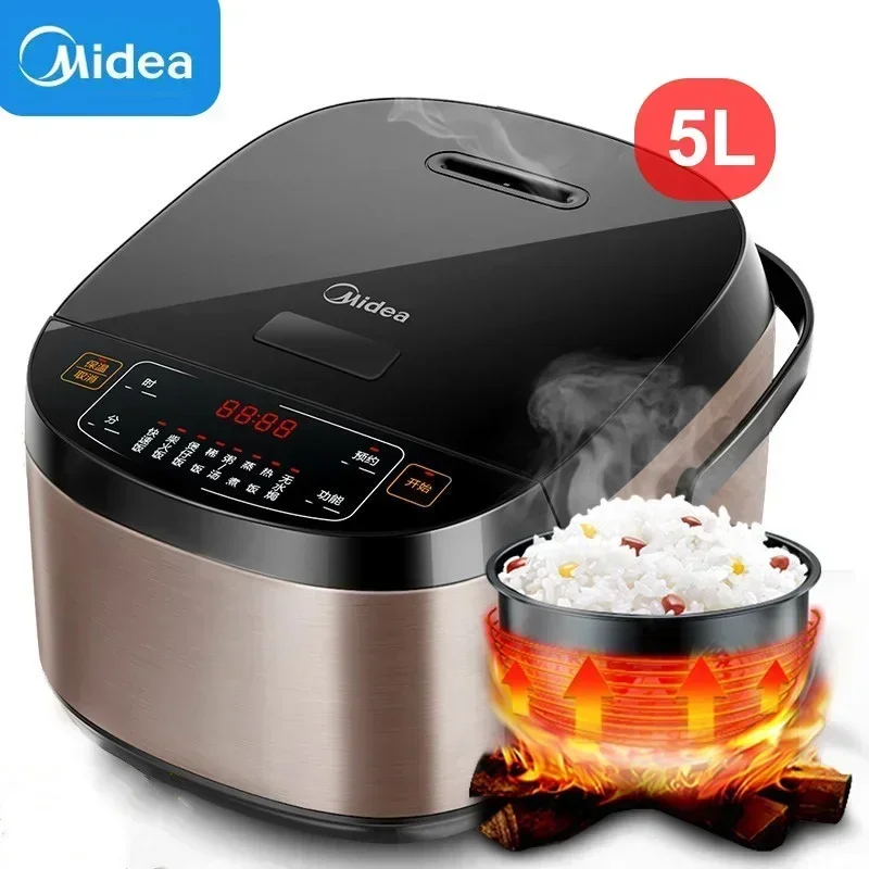 Midea Rice Cooker 5L Multi-function Single Electric Rice Cooker Non-Stick Household Small Cooking Machine Make Porridge Soup