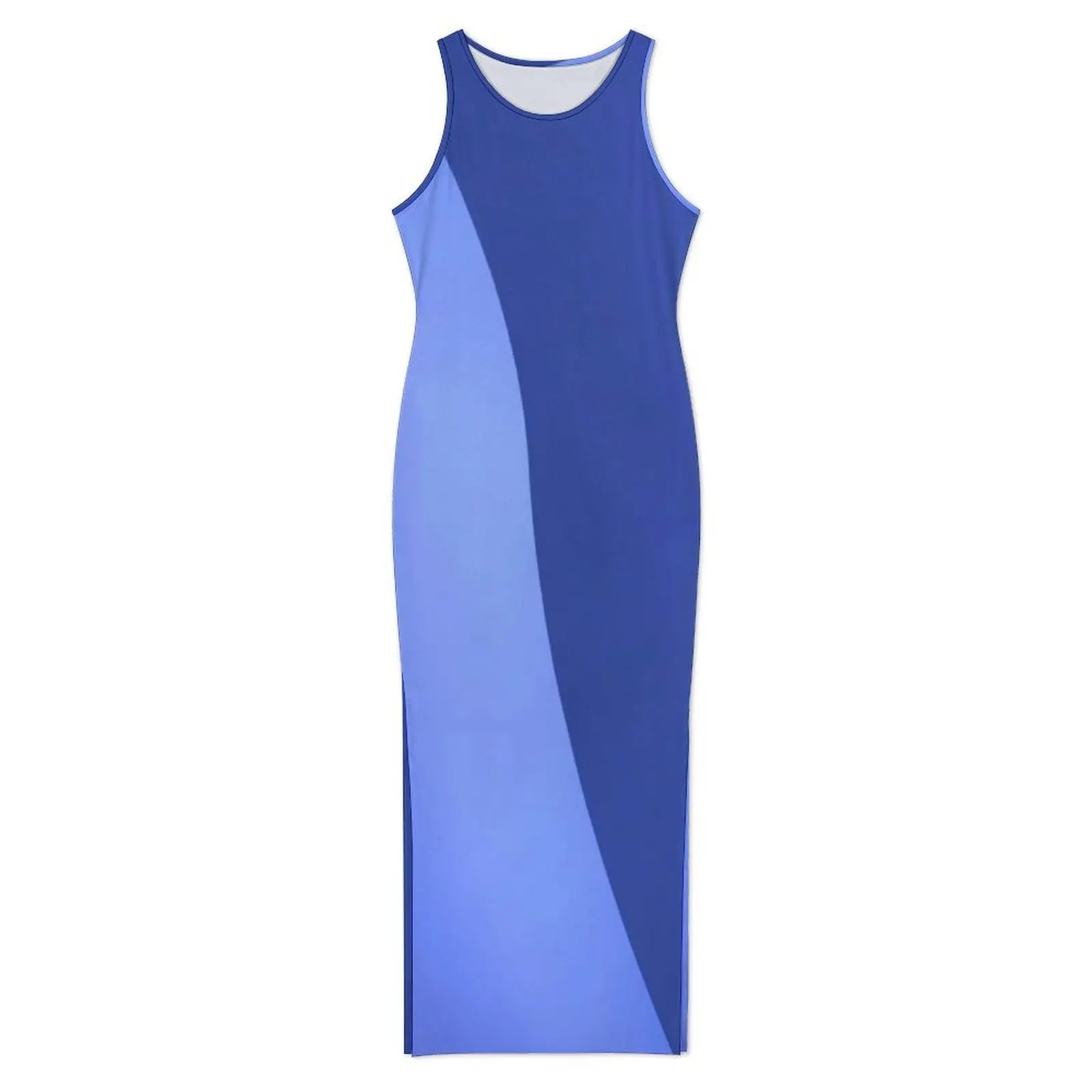 Two Tone Ocean Dress Sleeveless Blue Texture Casual Y2k Maxi Dresses Elegant Bodycon Dress Womens Graphic Oversize Vestidos