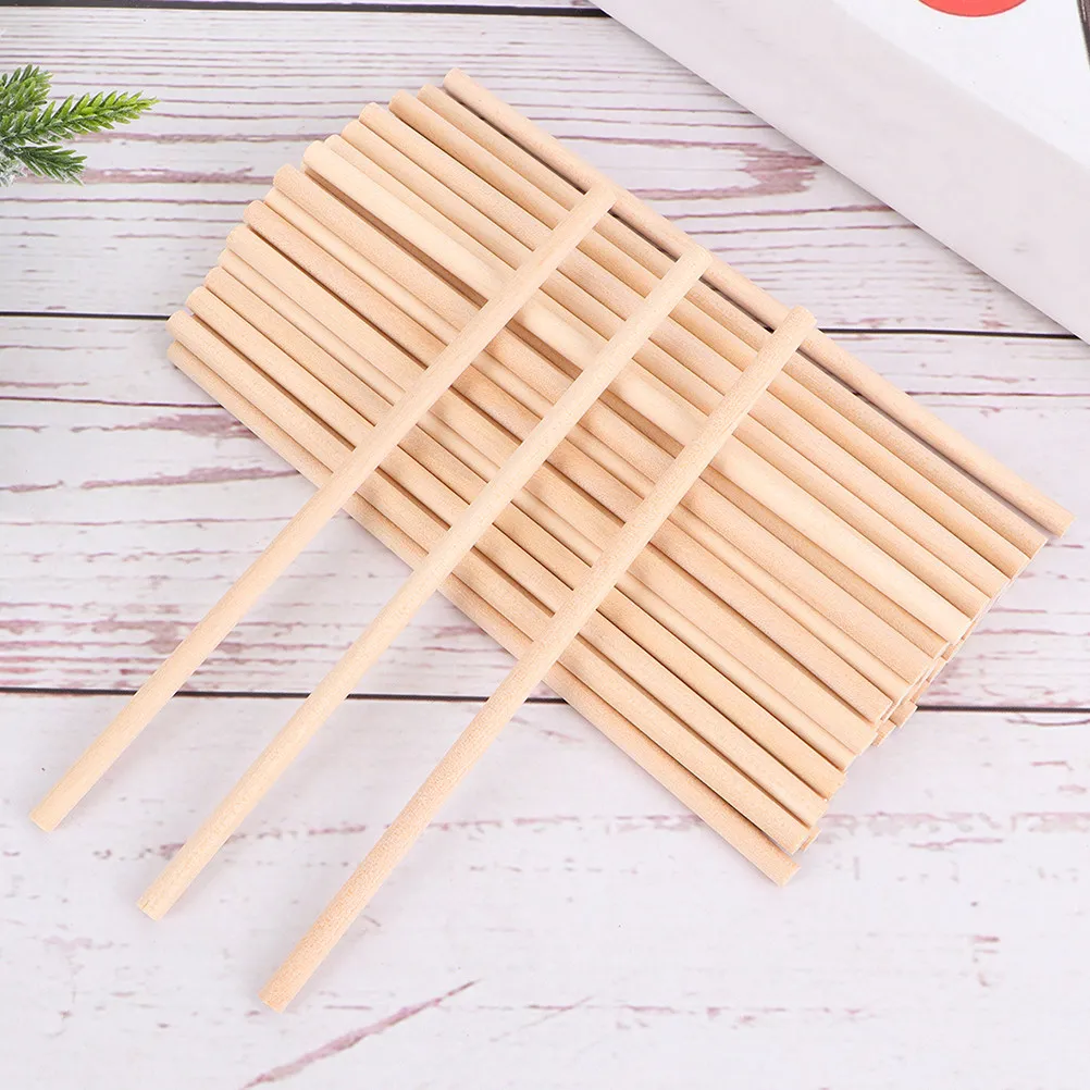 

50Pcs Long Wooden Dowel Rods Smooth Cylindrical Craft Sticks for DIY Handmade Materials Woodworking Projects Porch Shop