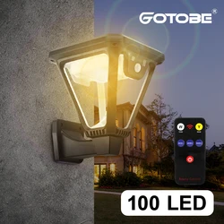 100 latarnia solarna LED zewnętrzna lampa solarna ścienna 2 kolory 360 ° kąt oświetlenia czujnik solarny Moiton LawnLights z ładowaniem USB