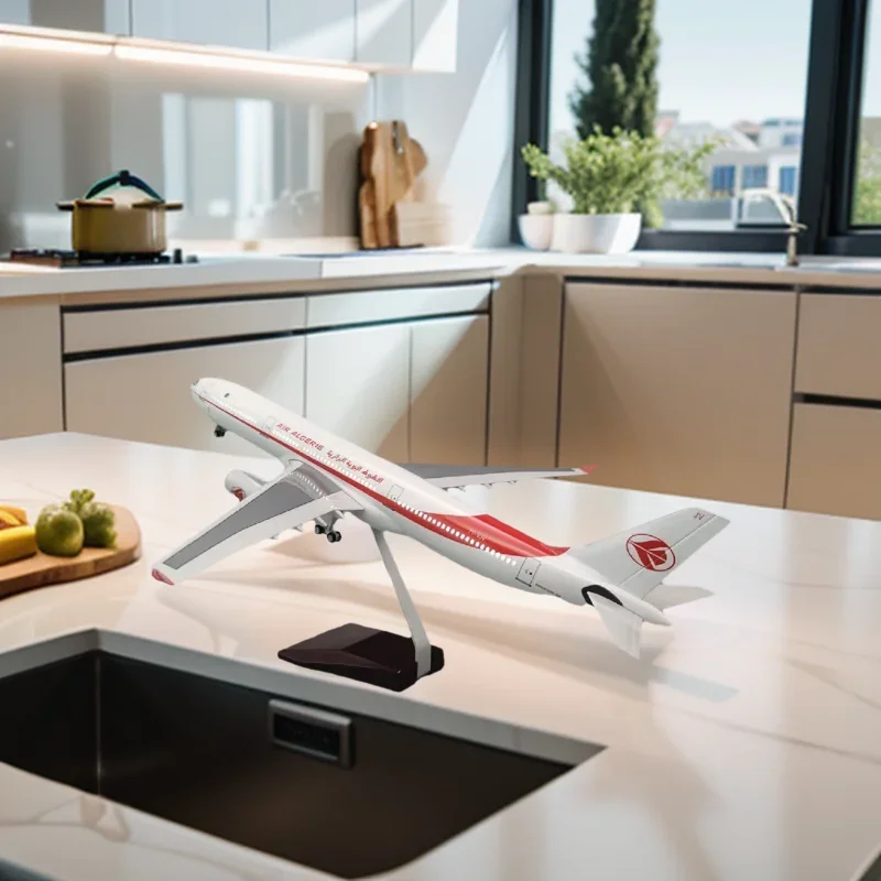 

47 см масштаб 1:135 330 A330 модель самолета Algeria Airlines с подсветкой и колесами, смола, пластиковый собранный самолет для детей