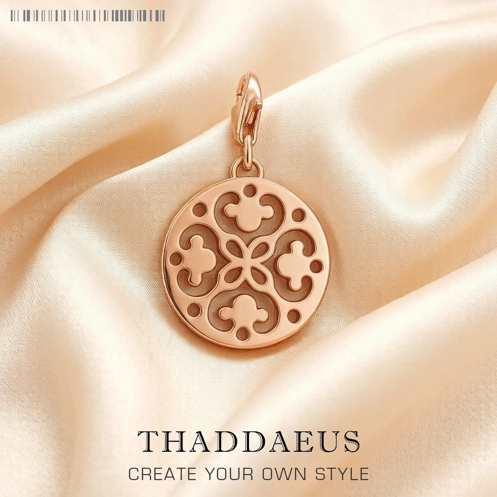 Rosévergoldeter Charm-Anhänger, Ornament, neuer Europa-Schmuck, ethnisches Geschenk aus echtem 925er-Sterlingsilber