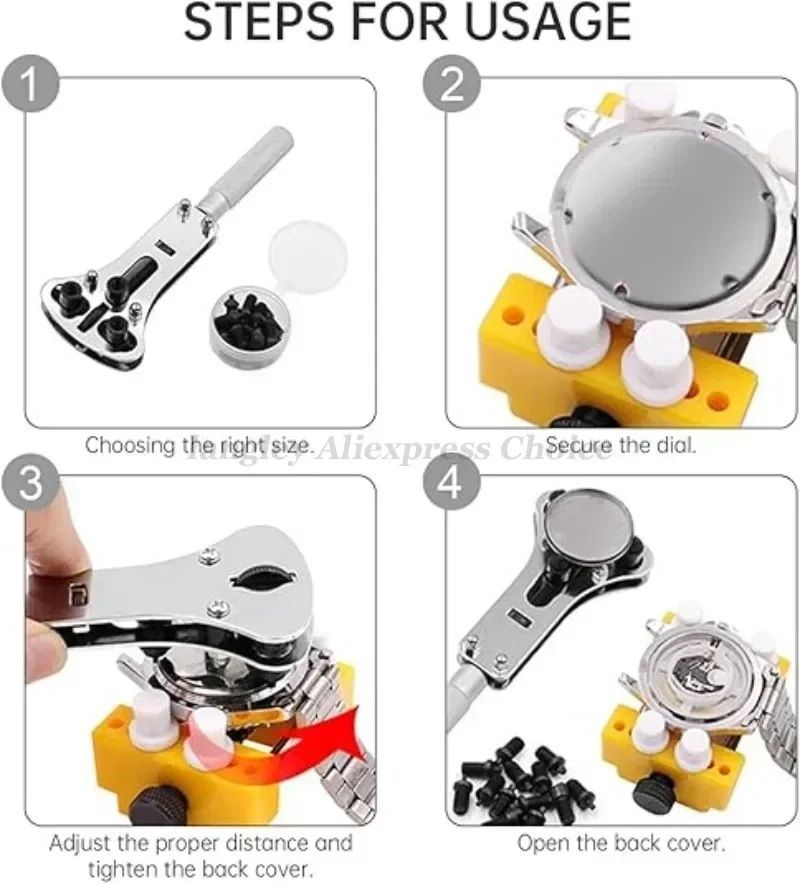 Watch Repair Tool Waterproof Screw Adjustable 3 Claws Back Case Opener Wrench Remover Watch Battery Press Closer Remover Wrench