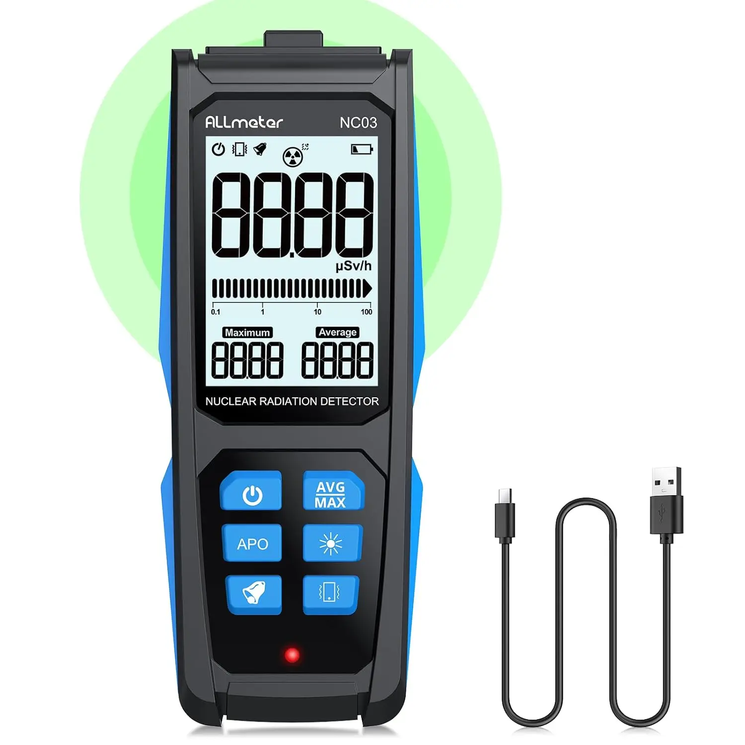 

Счетчик Гейгера ALLmeter, высокоточный дозиметр для обычных измерений, портативный счетчик Гейгера с ЖК-дисплеем