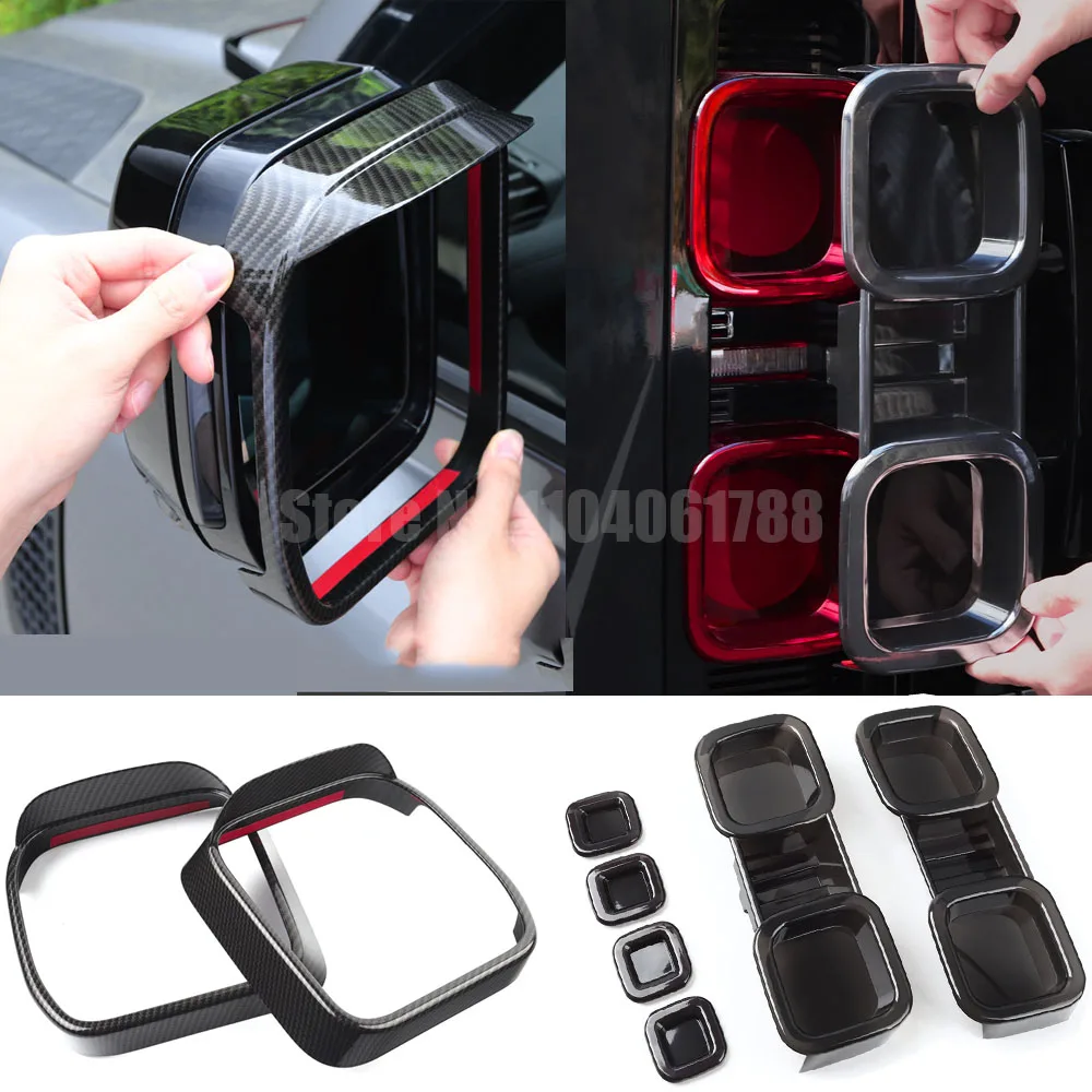 

Fit For Land Rover Defender 110 2020 2021 2022 2023 2024 Car Headlight Lampshade Carbon Fiber Chrome Exterior Door Bowl Handle
