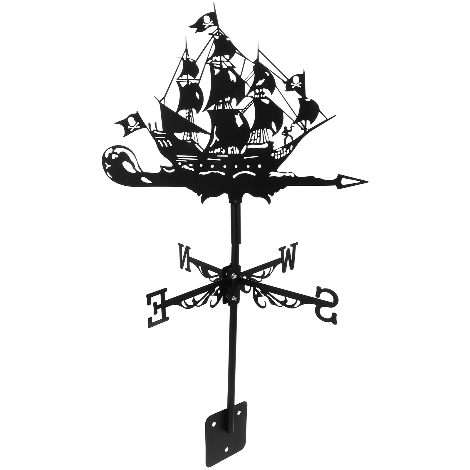 

Pirate Ship Wind Vane Metal Yard Ornament Ground Roof Mounted Weather Vane Iron Lawn Patio Direction Indicator Outdoor Wind