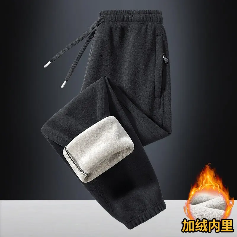 موضة الشتاء الاتجاه بلون مع السراويل الدافئة السميكة القطيفة للرجال الرياضة فضفاضة غير رسمية بالإضافة إلى السراويل كبيرة الحجم عالية الجودة