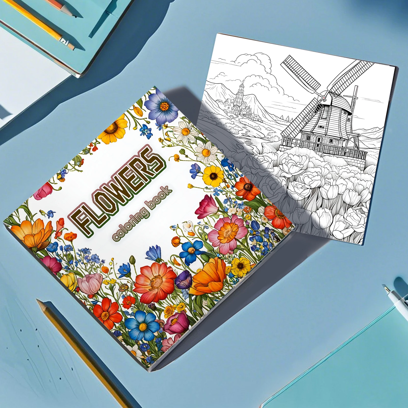 FLOWER Patterns Coloring Book for Holiday Doodles Adult Picture Book Cute Drawing Book Perfect Gift for Party and Birthday ﻿