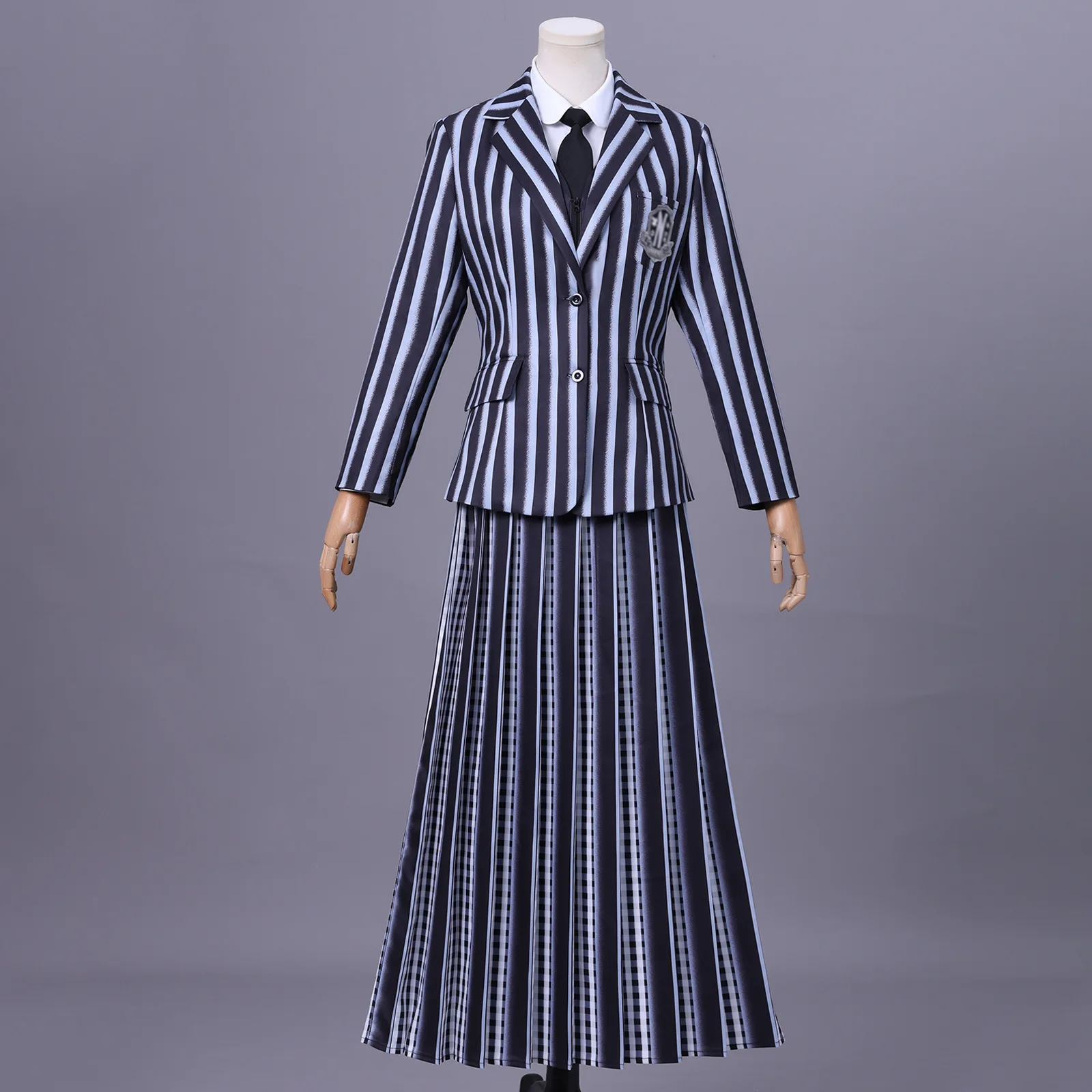

Wednesday Addams 2 Cosplay Costume School Uniform Striped Suit Skirt Halloween Party Women Girls Vintage Gothic Christmas Cos