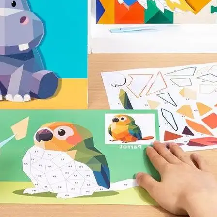

Детская обучающая игрушка 3D геометрия Kawaii бумажная наклейка книга ремесло комплект