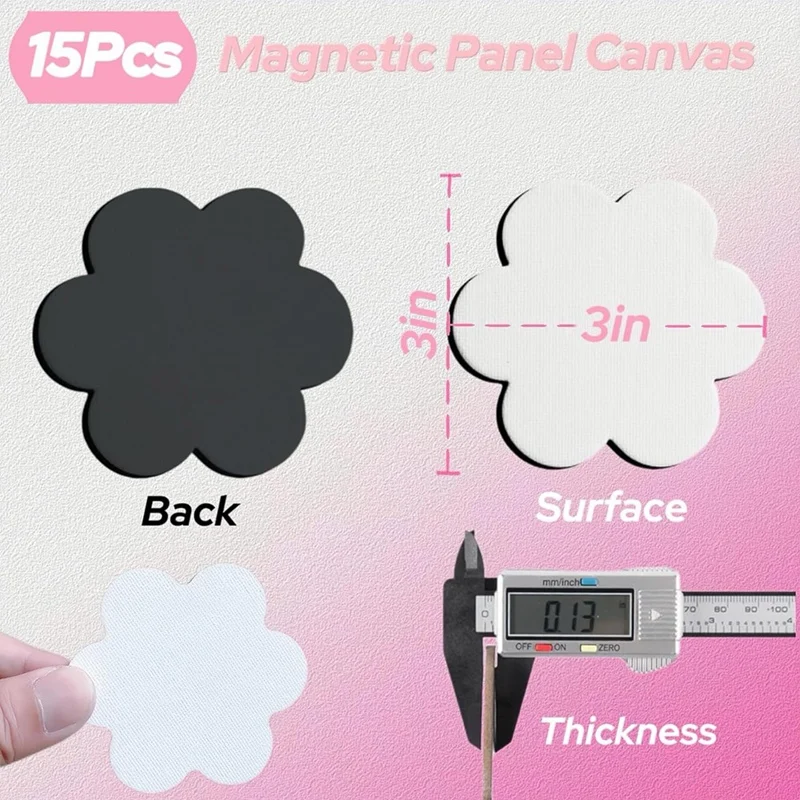 15 Stuks Canvasboards Forpainting Magnetische Doeken Boards Diy Decoratieve Magneten Schilderen Ambachten Geschenken (3In, Bloemvorm)