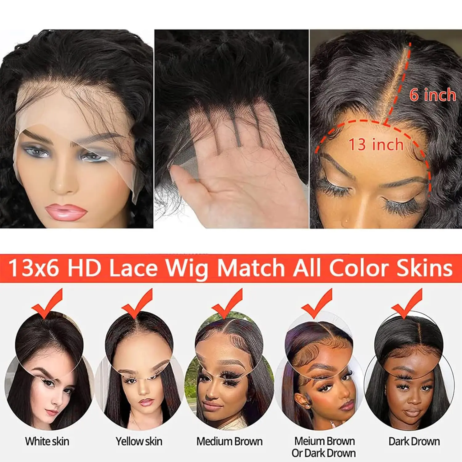 220 Density HD 13X6 Transparent Deep Water Wave Curly Human Hair Lace Frontal Wig 30 34 Inch 13X4 Lace Front Human Hair Wigs