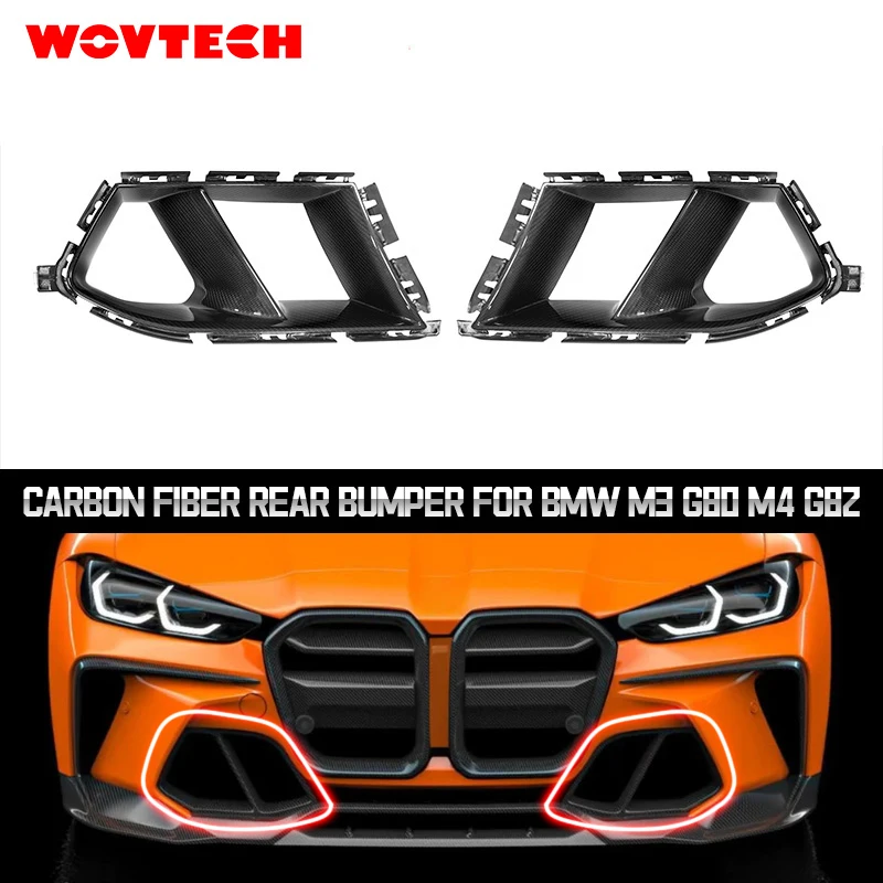 

2PCS Dry Carbon Fiber Front Bumper Air Vent Splitter Cover Trim Side Outlet Grill for BMW M3 G80 M4 G82