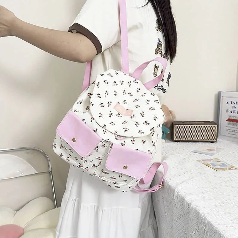 Kawaii mochilas pessoais elegantes estilo coreano náilon estudantes sacos de escola versátil colorido flor nicho mini sacos de viagem