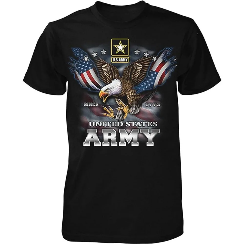 US Army Since 1775 Eagle USA American Flag Wings Men's T-Shirt Wholesale Cheap Graphic T Shirts 2024 Streetwear T-shirts