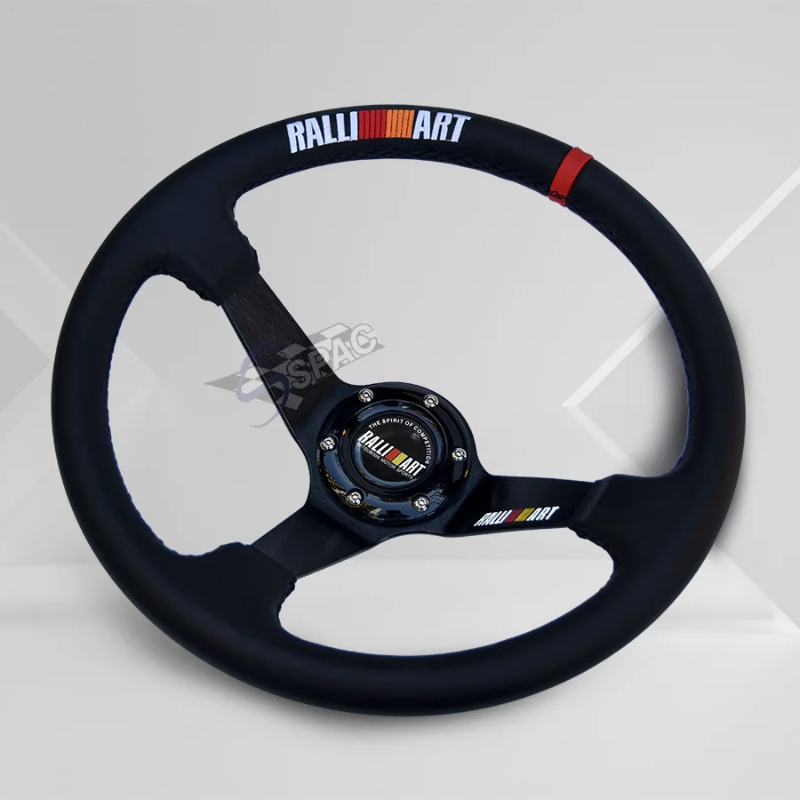 14inch Ralliart Leather Deep Dish Drift Sport Steering Wheels For Mitsubishi