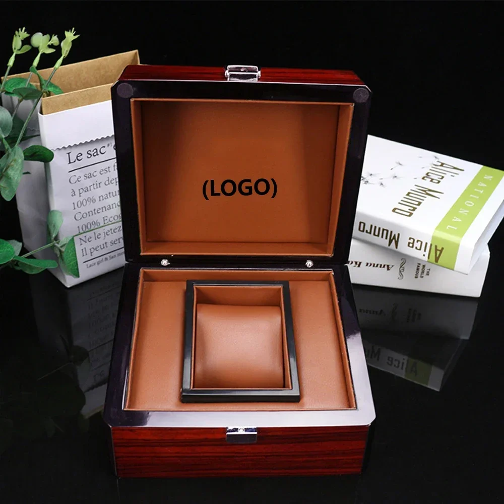 Wine Red Baked Paint High-end Wooden Wrist Watch Case Box Bracelet Box Storage Watch Stand Watch Gift Box Customization Logo OEM