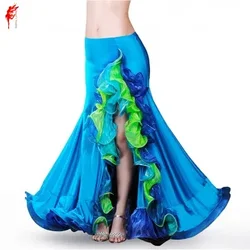 professional skirt girls belly dance clothes senior women belly dance spandex split belly dance dress lady dance clothing