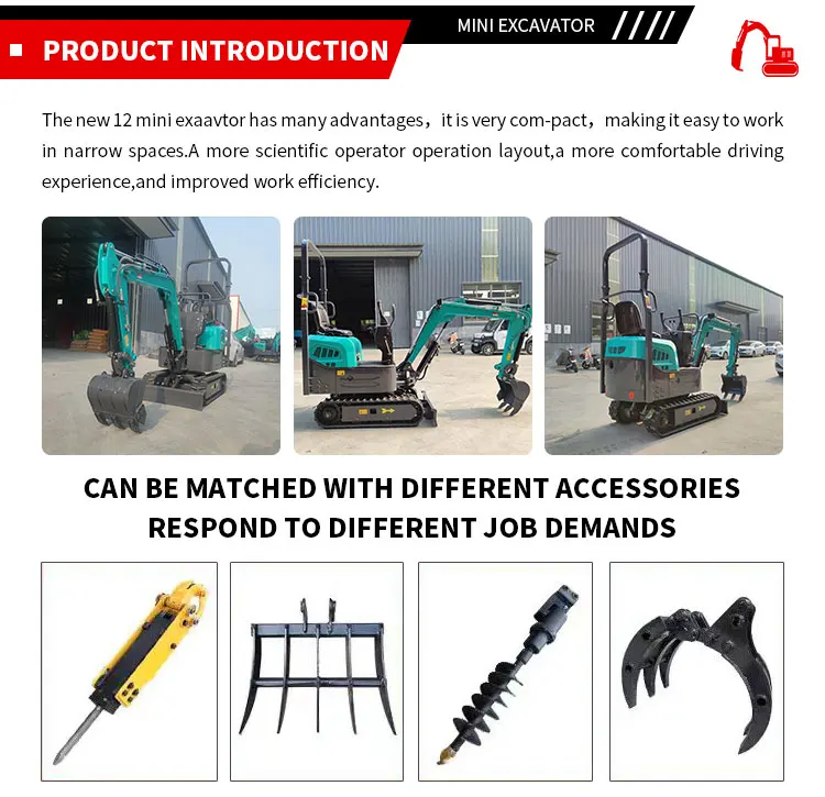 Nicosail 1,2-Tonnen-Minibagger 1200kg Kleiner Bagger Kompaktbagger für Landwirtschaft, Gartenbau und Kommunalbau Maßgefertigt ab Werk – Detail 3