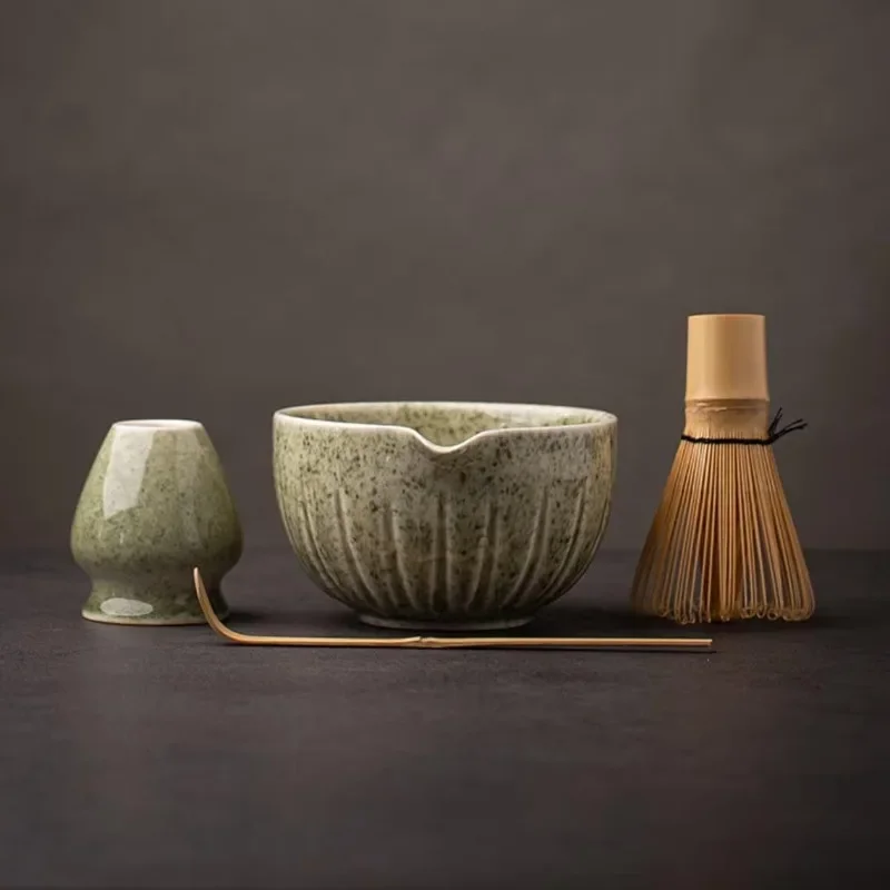 

Matcha tea set, matcha color four-piece set, matcha bowl.
