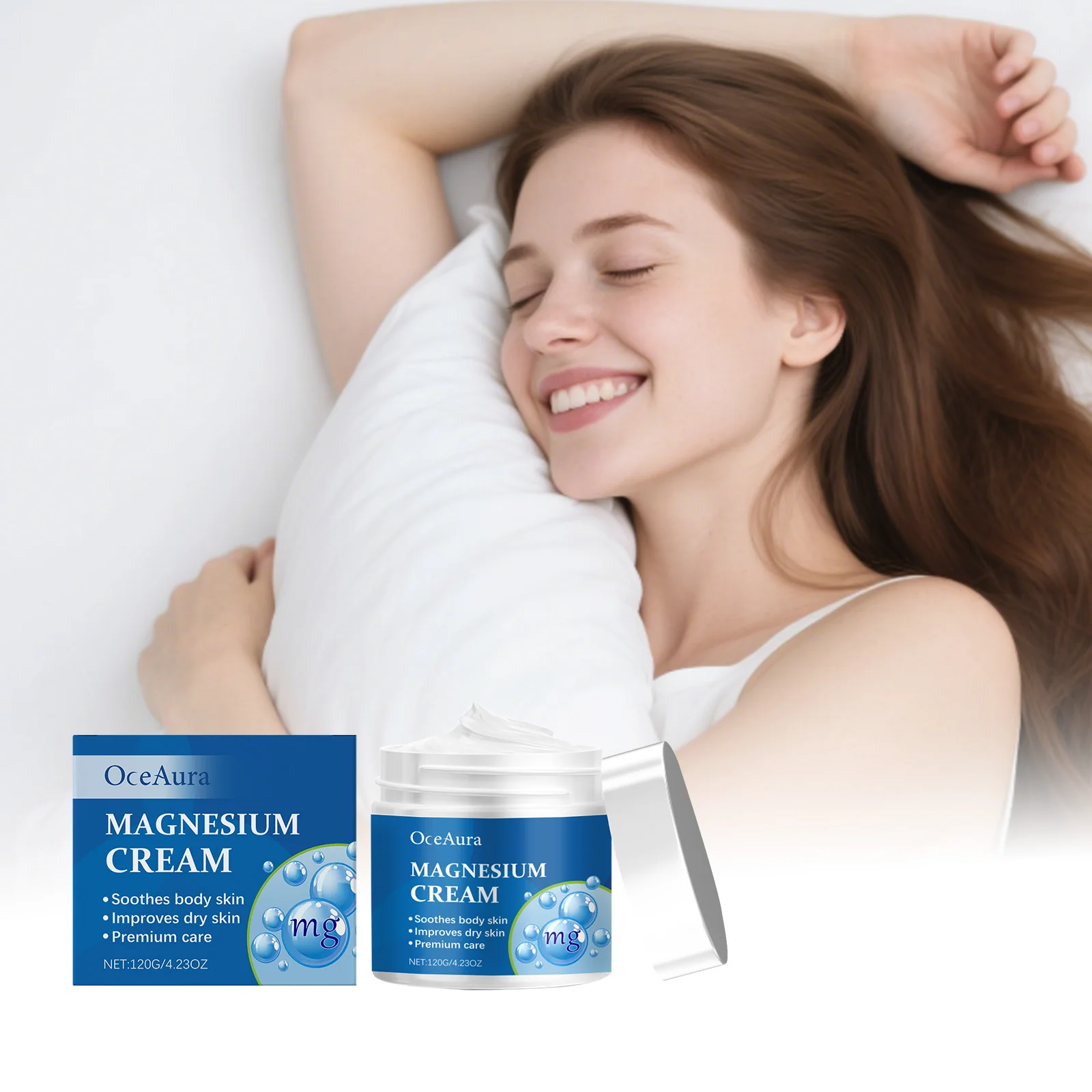 Magnesium Cream Sleep Support Relax Moisturizer Keep Skin Soft Smooth Relieve Muscle Soreness Fall Asleep Nighttime Body Lotion