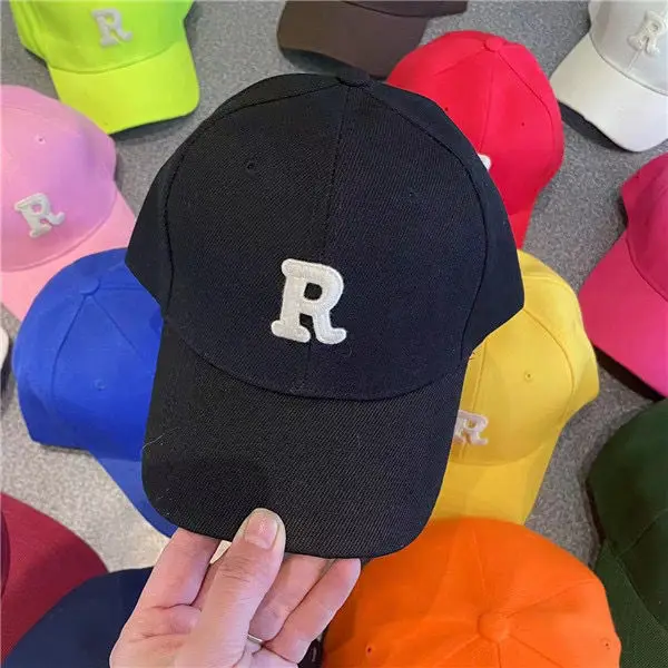 Children\'s R letters baseball cap spring and fall baby duck tongue cap tide boys and girls spring and summer leisure sunscreen