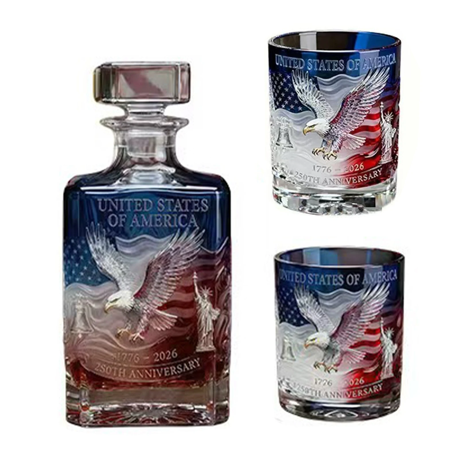 250th Anniversary Whiskey Bottle 1776-2026 Collectible Keepsake Independence Day Commemoration Glass for Birthdays & Fathers Day