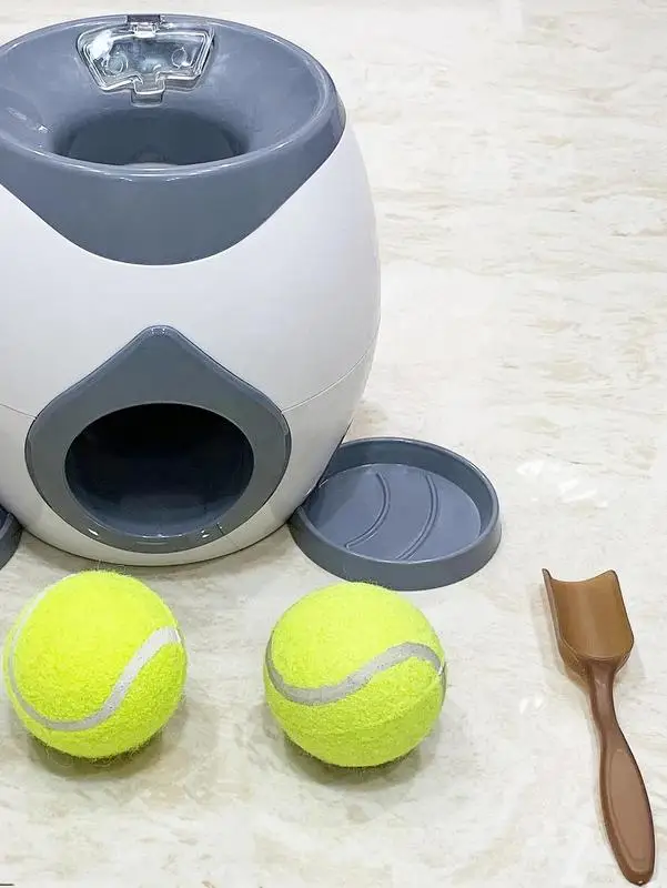 Dog Pet Toys 2 In 1 Tennis Launcher Automatic Throwing Machine Pet Ball Throw Device Interactive Pet Feeder Toy For All Size Dog