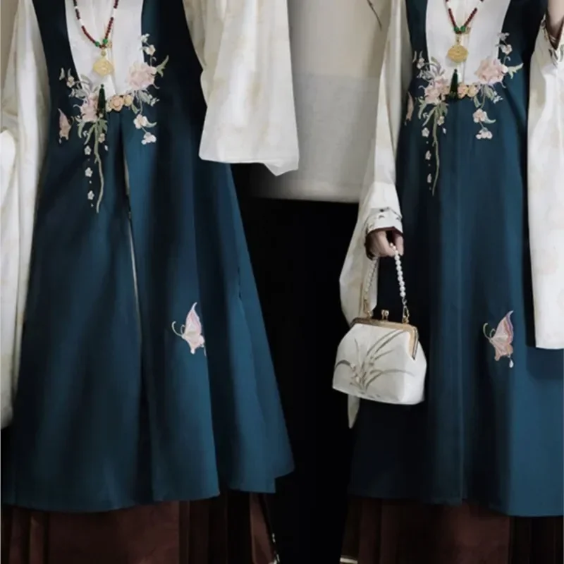 

2023 Original Ming Hanfu Dress Bijia Vest Stand-up Collar Placket Embroidery Hanfu Dress Costume