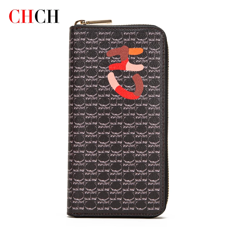 CHCH 2023 Luxury Designer Women Long Wallet Card Holder Printed Clutch Casual Zipper Pocket Phone Bags Ladies Female Purse