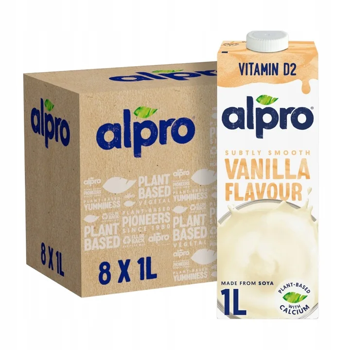 Bebida de soya Alpro con sabor a vainilla 1 L x 8 unidades