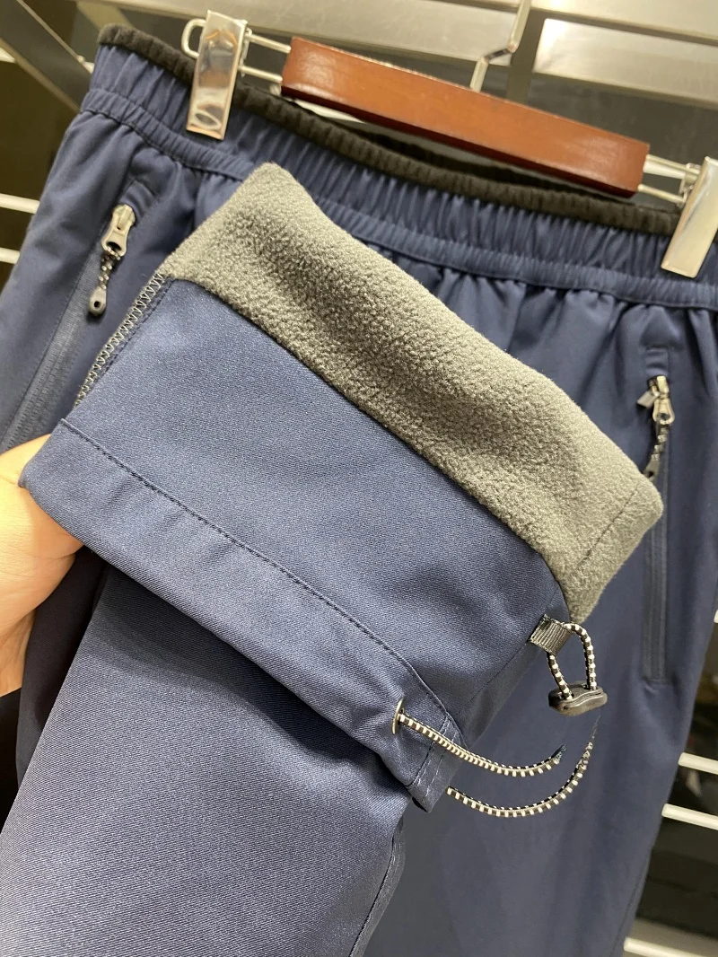 

Outdoor Windproof Fce Lined Thi Straight Leg Casual Pants Men's Versatile Autumn Winter Warm Waterproof Casual Trousers