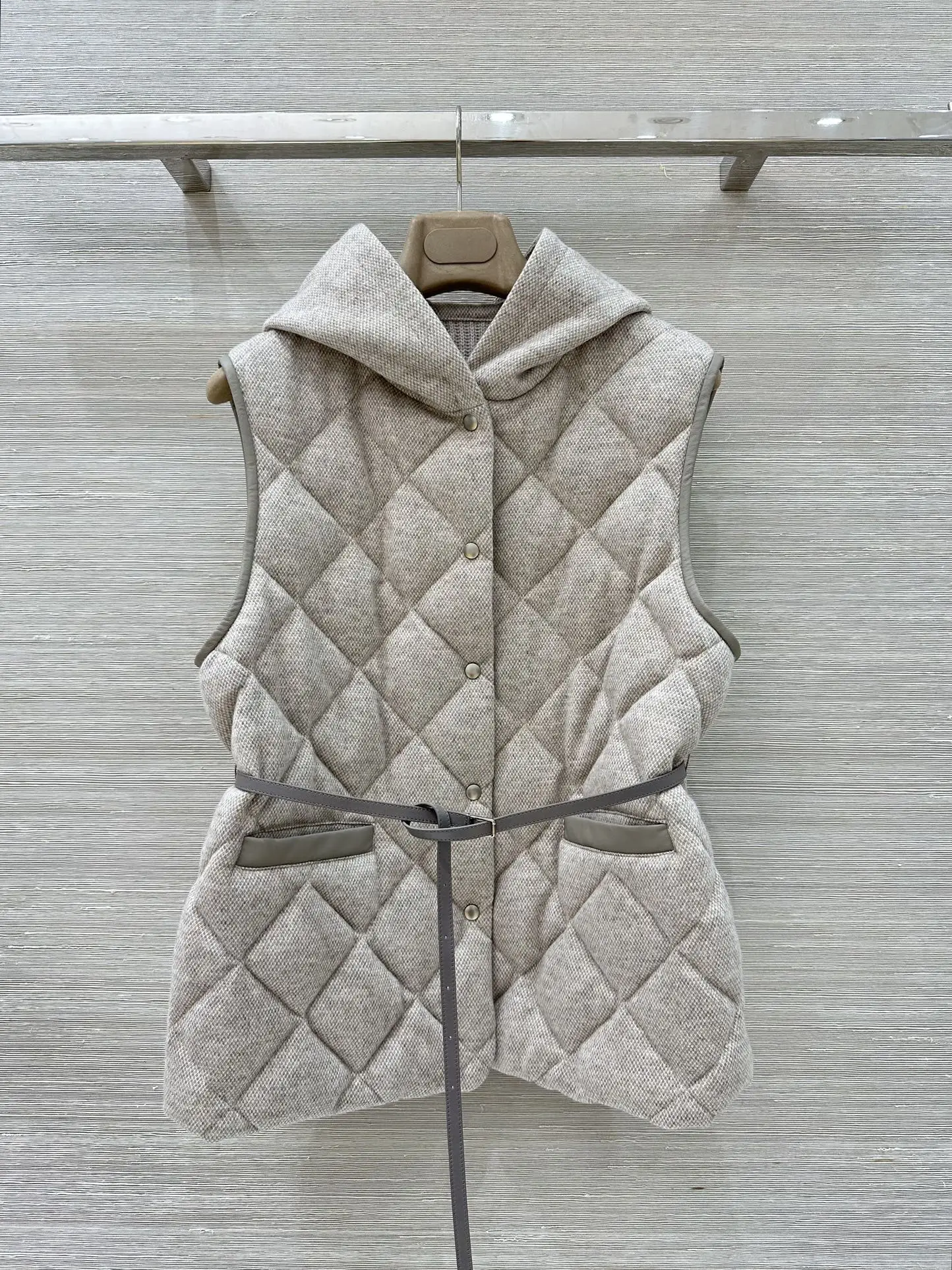 

Женский кожаный жилет с капюшоном, осенне-зимний, из шерсти и кашемира, однобортный, без рукавов, в стиле ретро, пуховик-жилетка