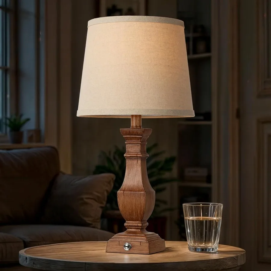 โคมไฟตั้งโต๊ะแบบหรี่แสงได้ ชุด 2 ชิ้น โคมไฟสไตล์บ้านไร่สำหรับห้องนั่งเล่น ห้องนอน โคมไฟข้างเตียง โคมไฟตั้งโต๊ะสำหรับโต๊ะข้างเตียง โคมไฟแบบสัมผัส