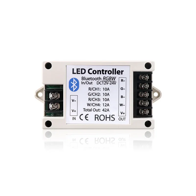 Bluetooth RGB LED Controller, Controle sem fio, Faixa RGB, IOS, Smartphone Android, DC 12V, 24V, 42A