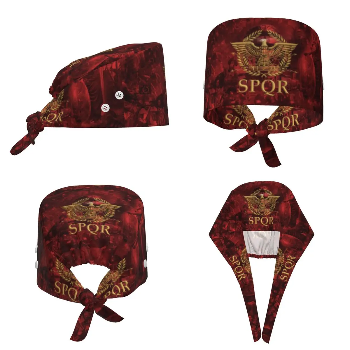 Gold Roman Imperial Eagle SPQR Scrub Hat Doctor Working Surgical Cap Men Women Adjustable Nursing Caps for Dentist